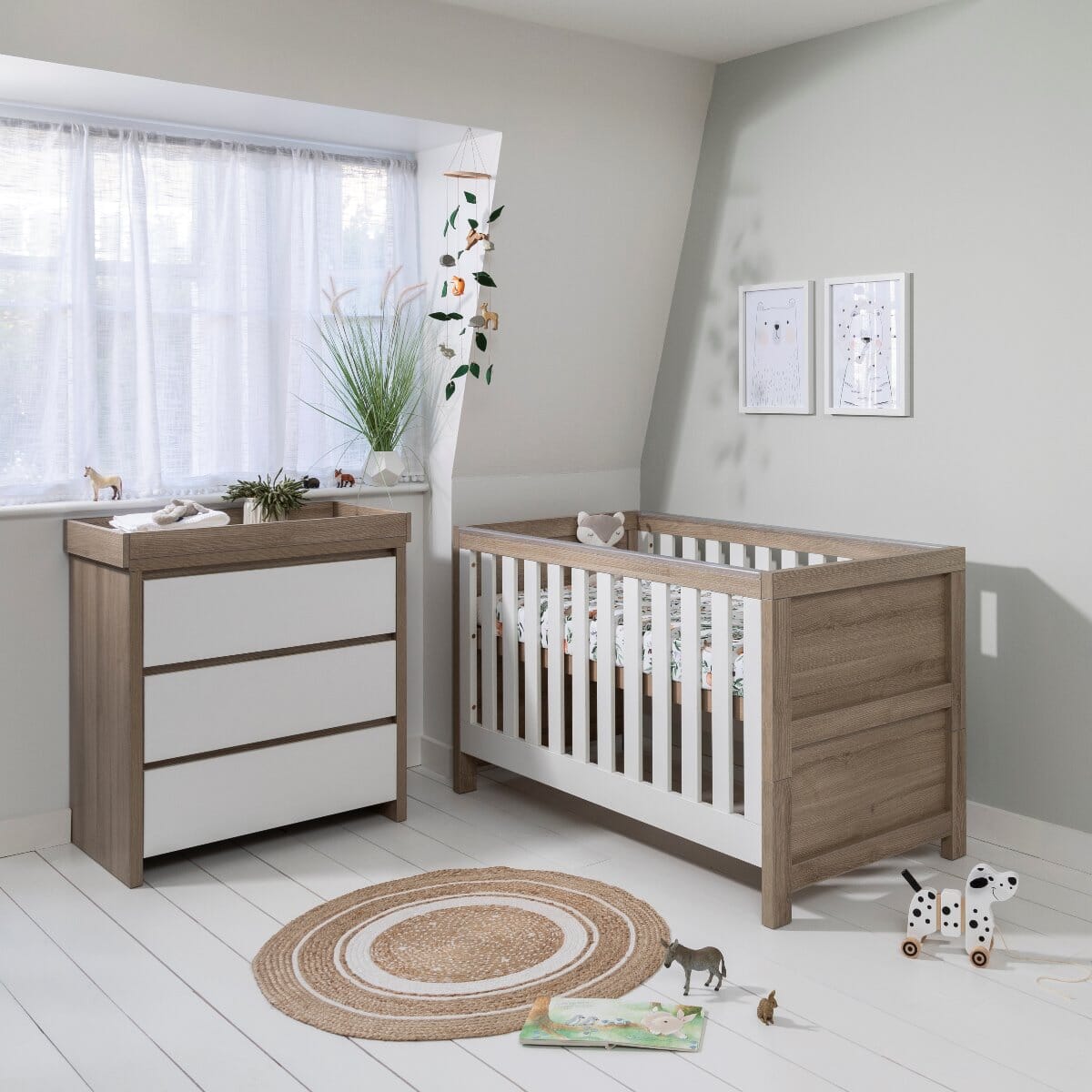 White and store oak baby furniture