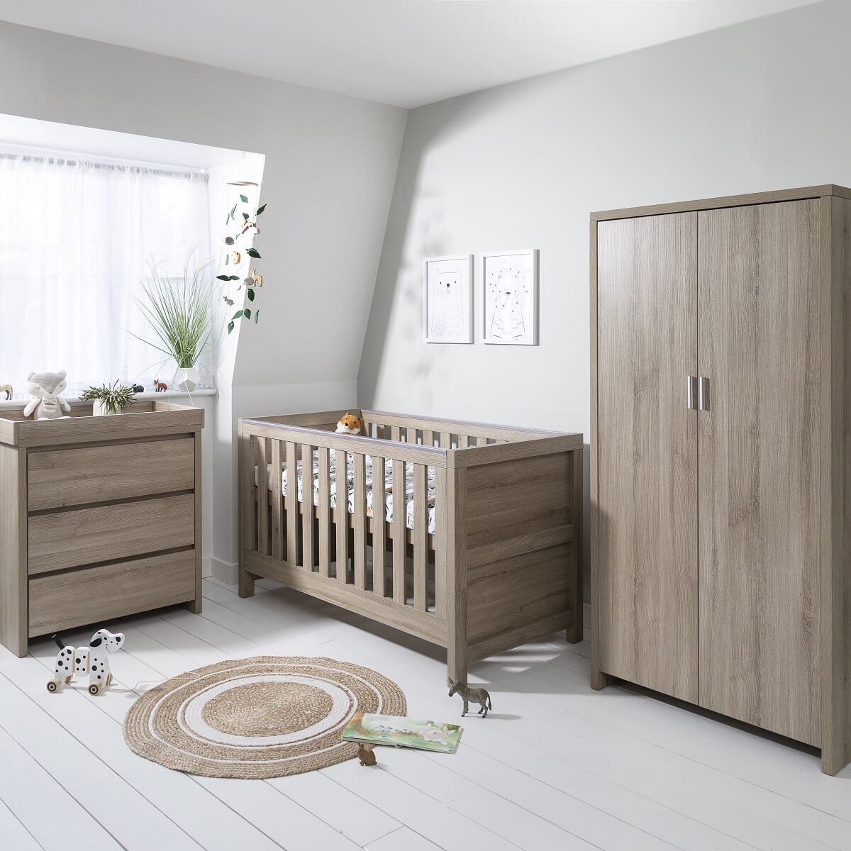 Modena 3 Piece Nursery Furniture Set Oak Tutti Bambini