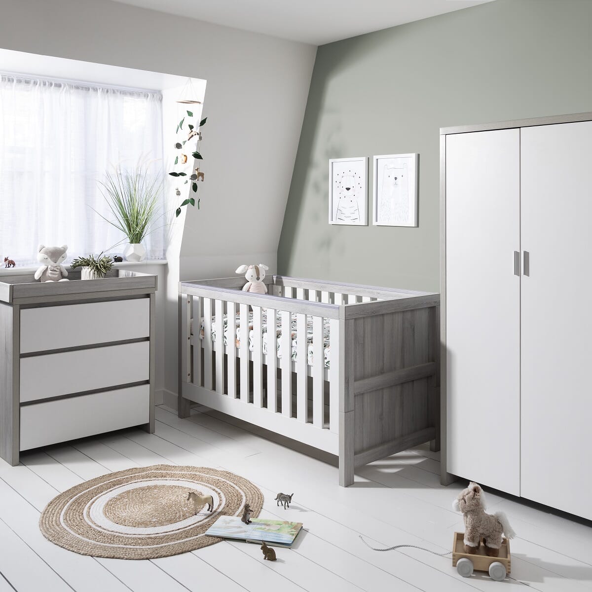 Modena　Tutti　Grey　White　Ash　Piece　Nursery　Set　Furniture　Bambini