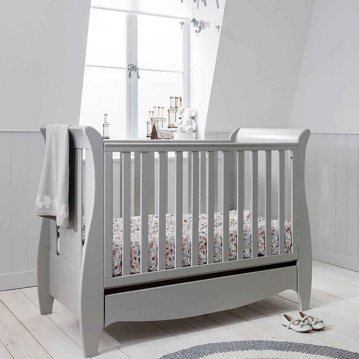 Roma Mini Sleigh Cot Bed with Under Bed Drawer