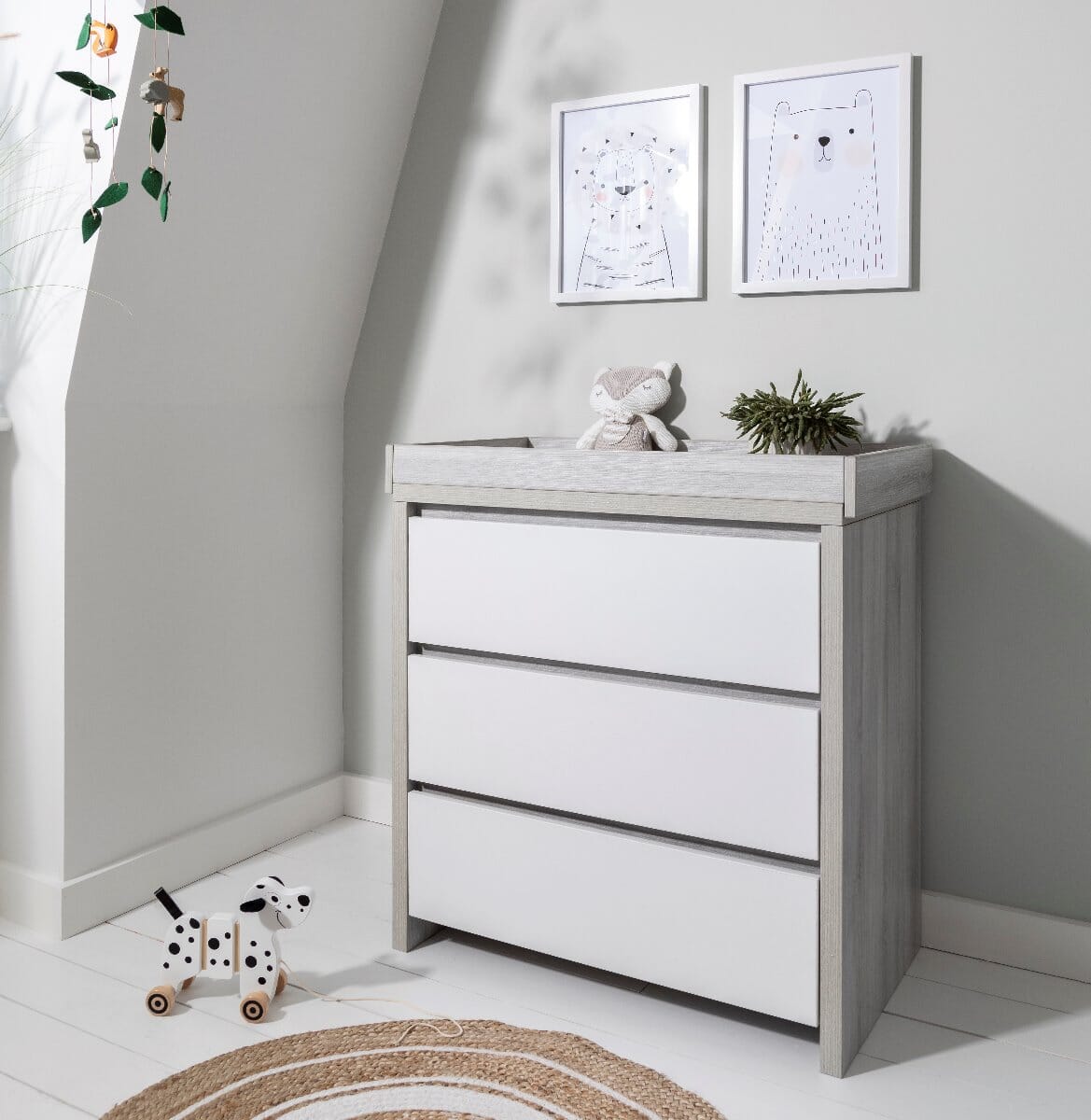 Modena Changing Unit Chest Of Drawers Grey Ash White Tutti Bambini