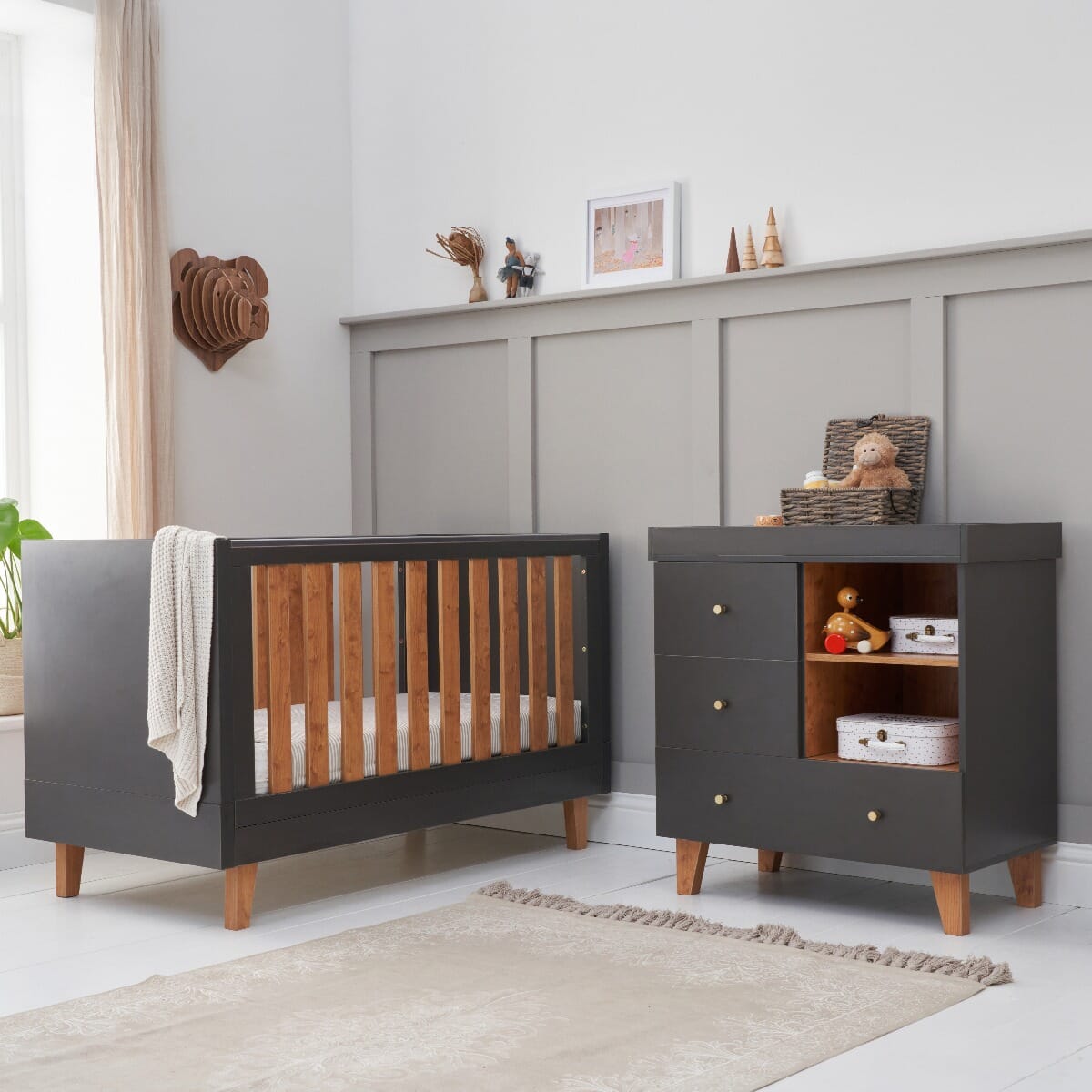 Como 2 Piece Room Set Slate Grey Rosewood Tutti Bambini