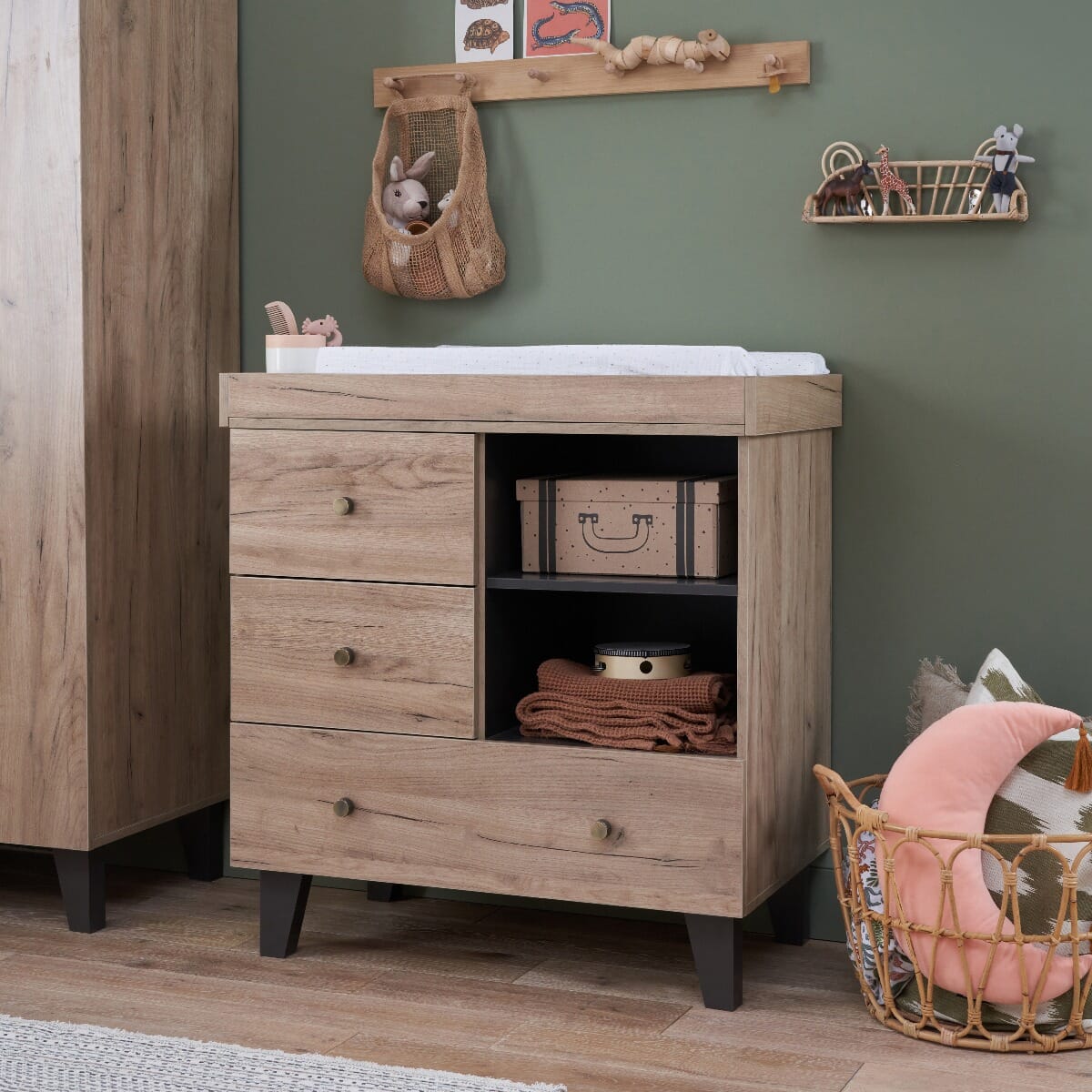 Como Chest Changer Distressed Oak Slate Grey Tutti Bambini
