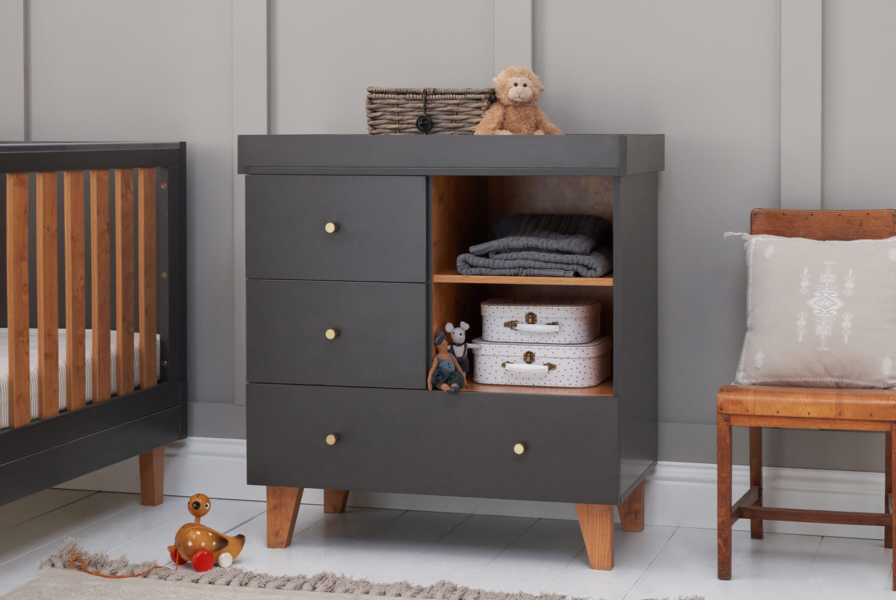 Como Chest Changer Slate Grey Rosewood