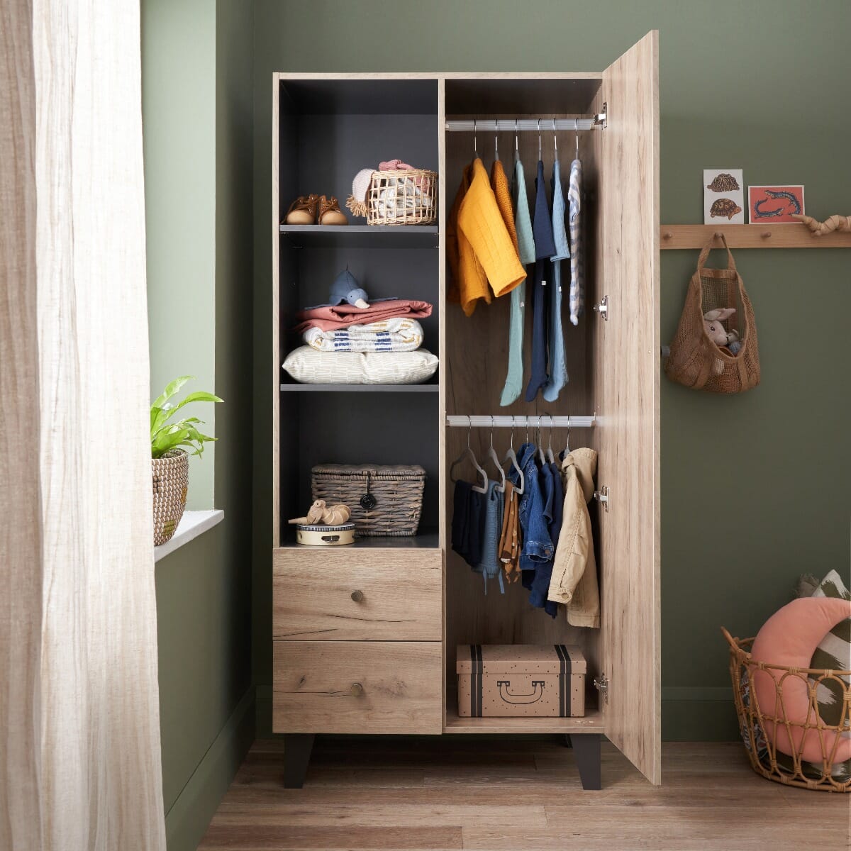 Salinas oak storage store cabinet with drawer