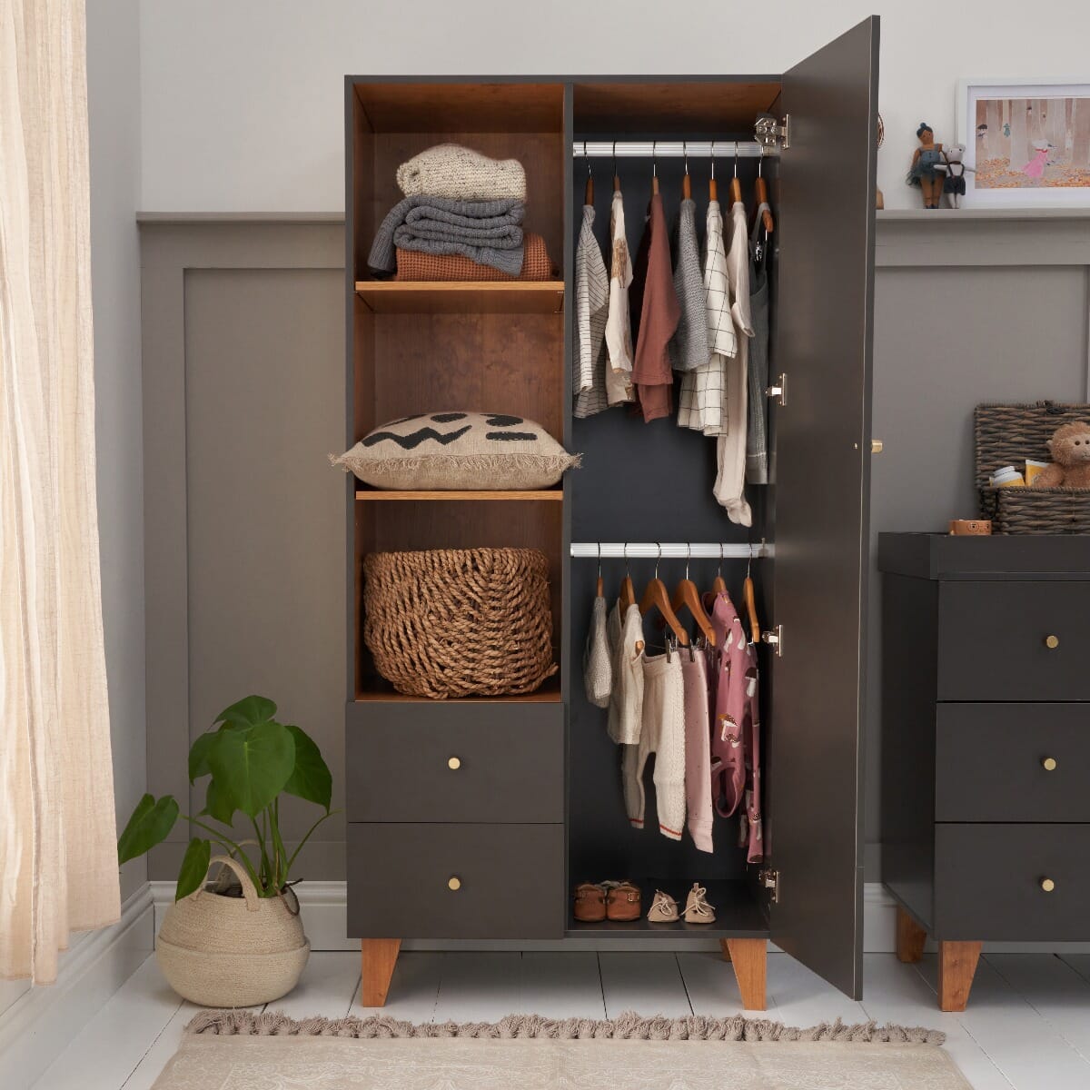 Como Wardrobe Slate Grey Rosewood Tutti Bambini