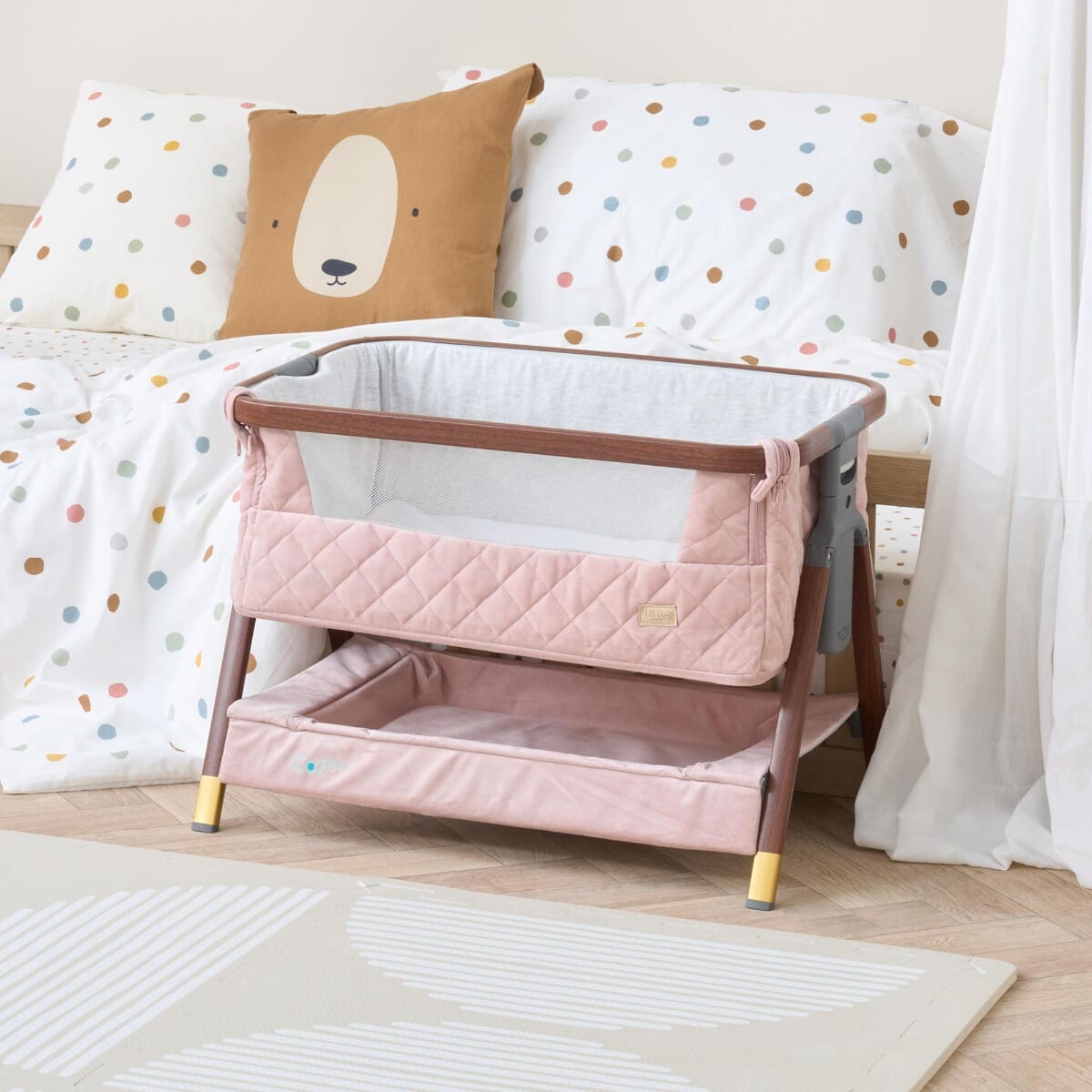 CoZee Luxe Mini Me Crib Walnut Blush