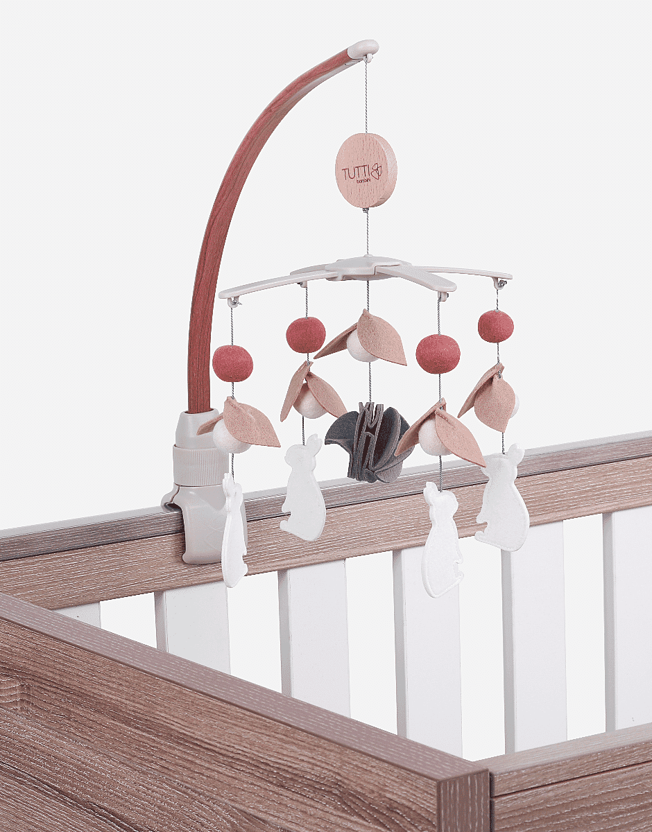 CoZee 2 in 1 Crib Cot Mobile Scandinavian Walnut Cocoon Tutti Bambini