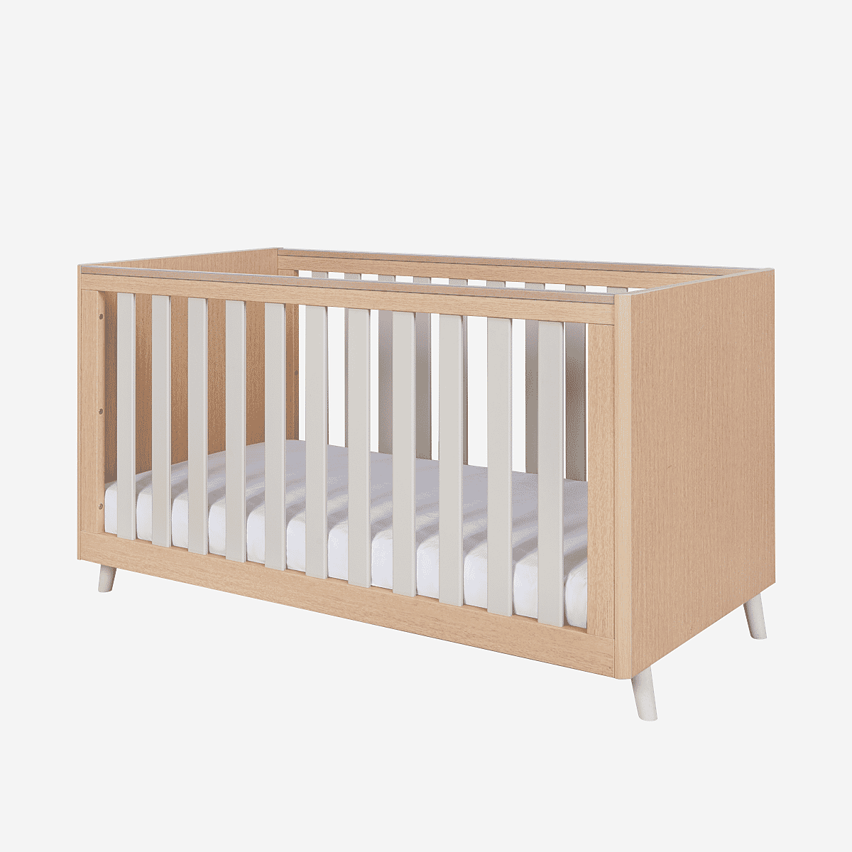 Fika Cot Bed Light Oak White Sand Tutti Bambini