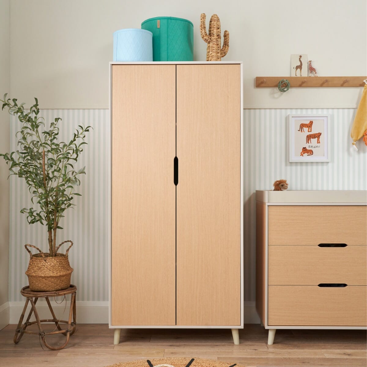 Fika Wardrobe Light Oak White Sand Tutti Bambini