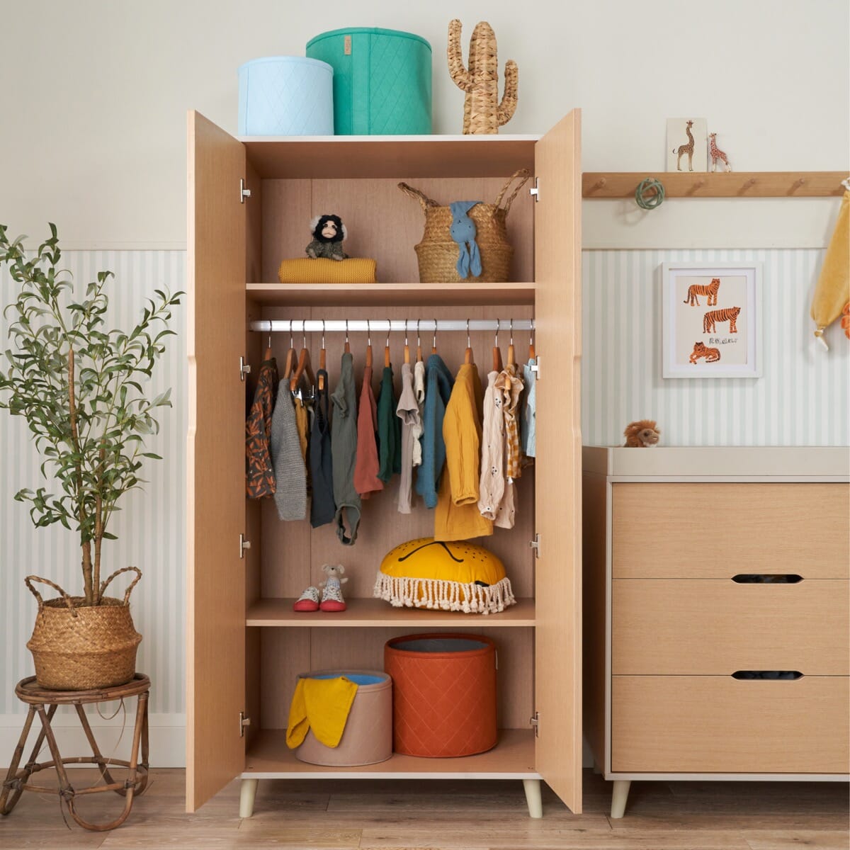 Fika Wardrobe Light Oak White Sand Tutti Bambini