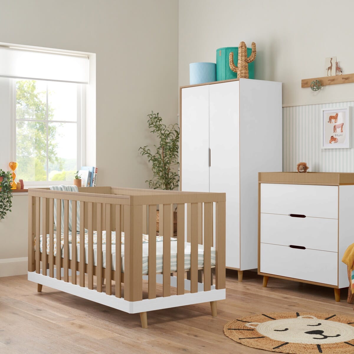 White and oak nursery furniture sets discount