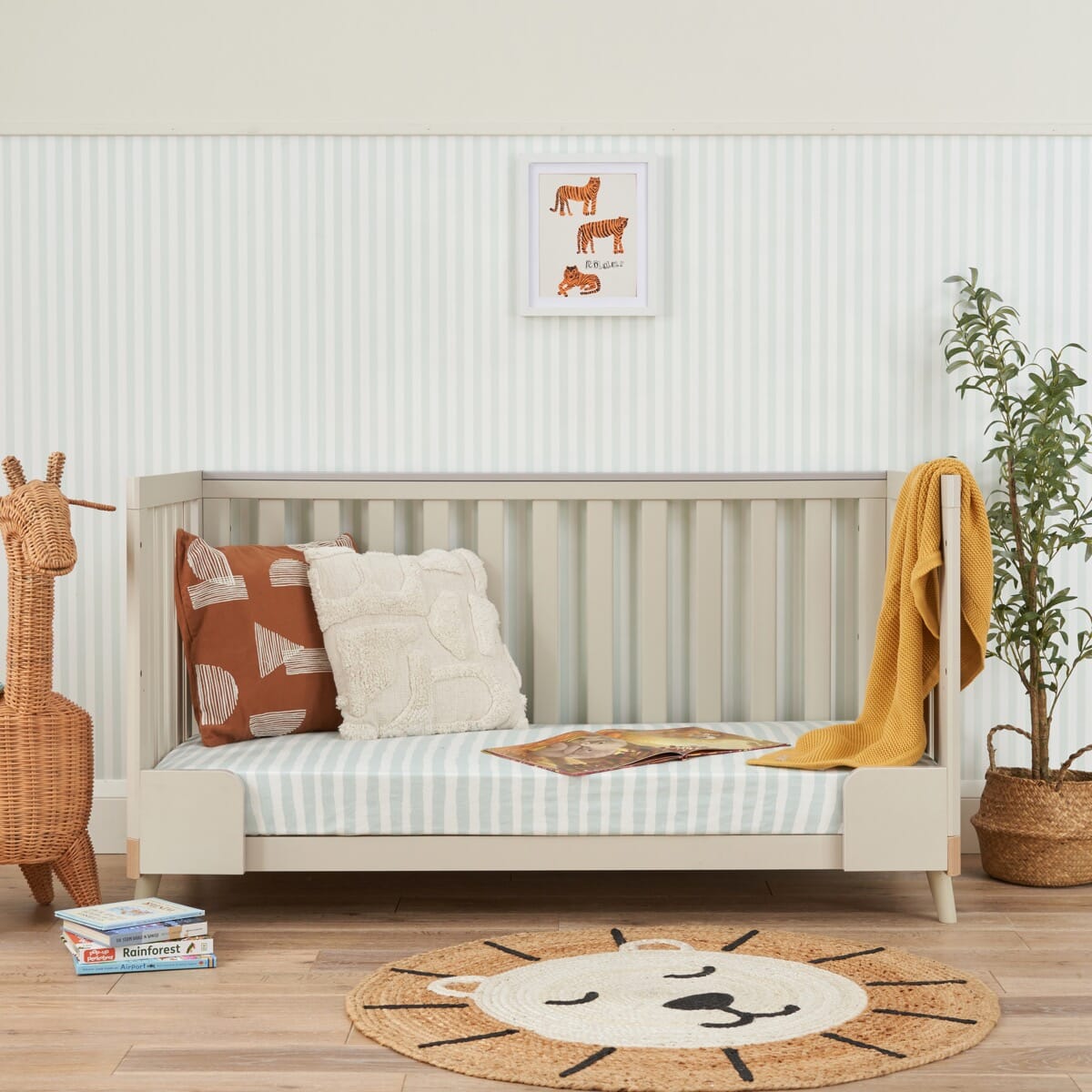Hygge Cot Bed Light Oak White Sand Tutti Bambini