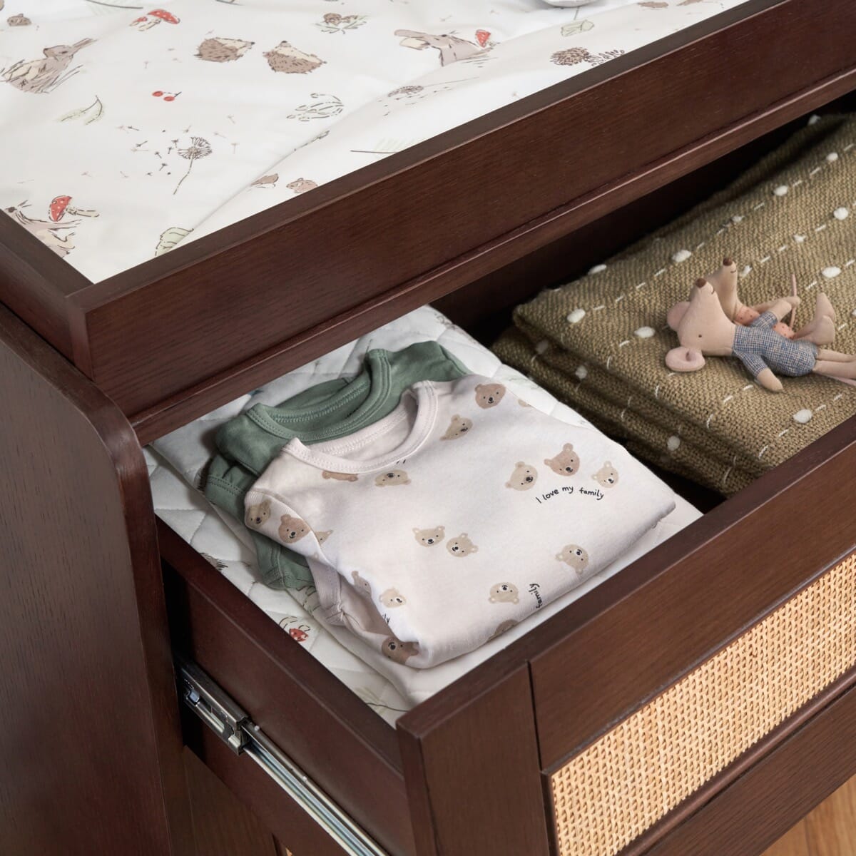Walnut changing table dresser on sale