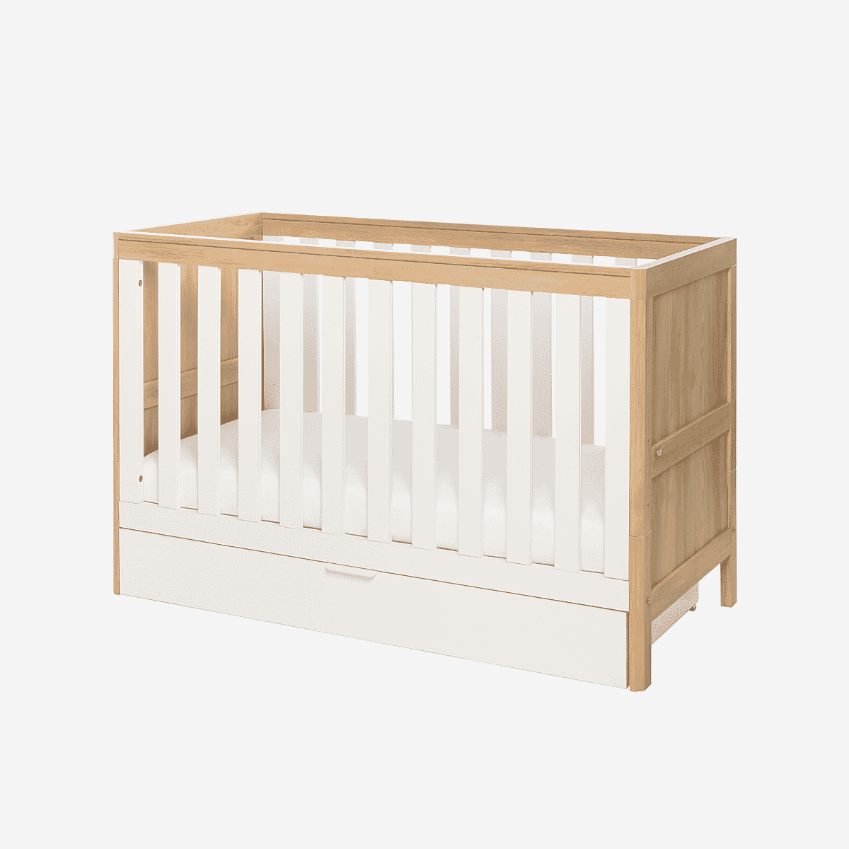 White cot with storage store