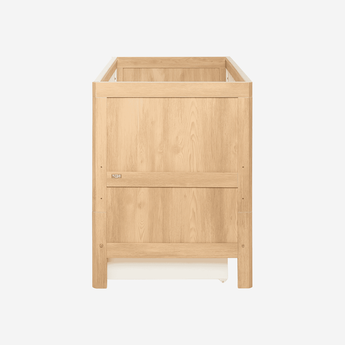 Riley Mini Cot Bed with Storage Drawer Maple Oak White Tutti Bambini