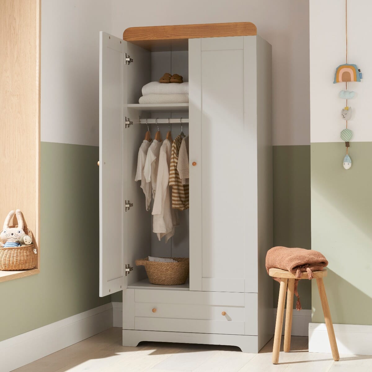 Baby wardrobe grey sale
