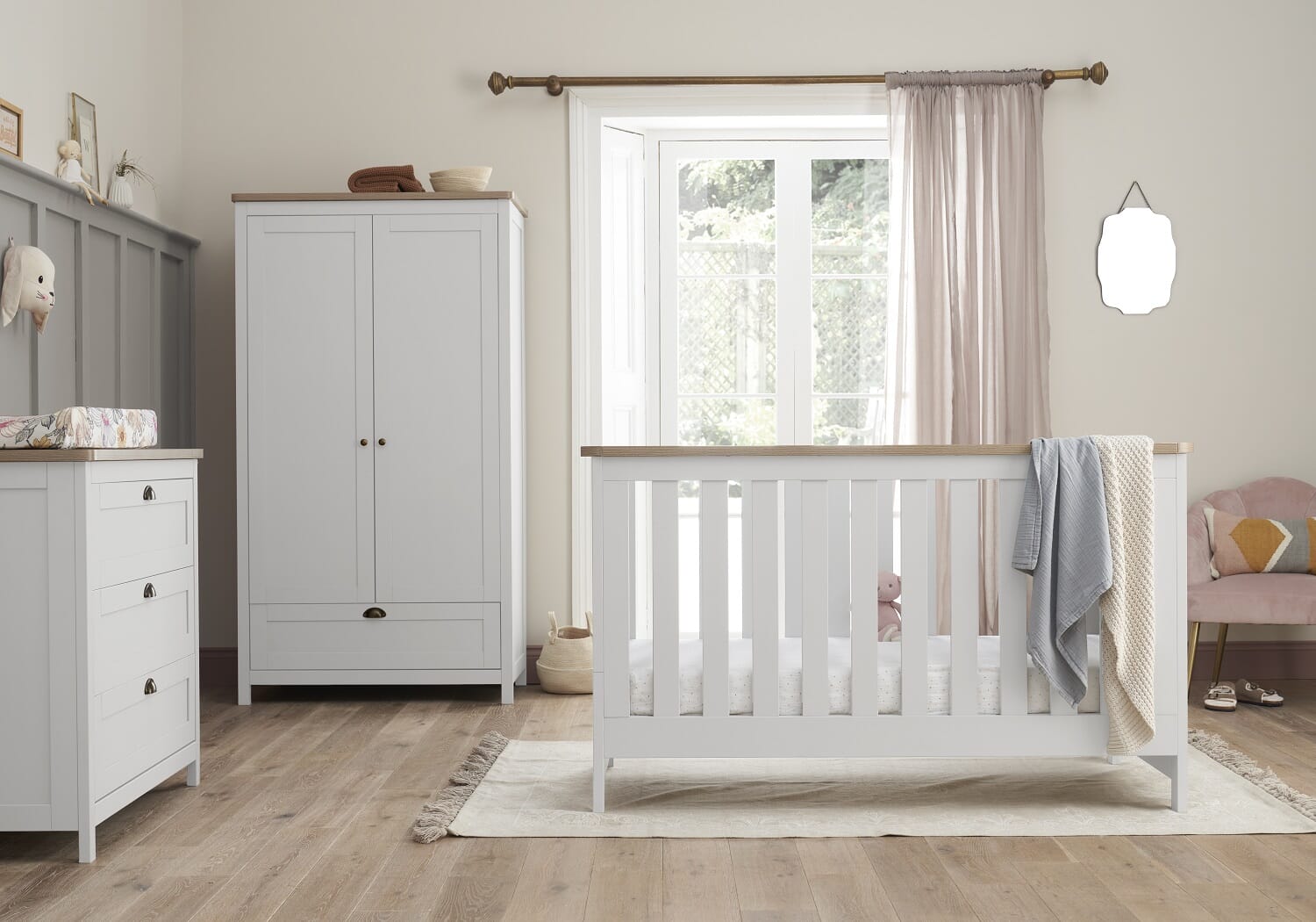 White and oak nursery hotsell furniture sets